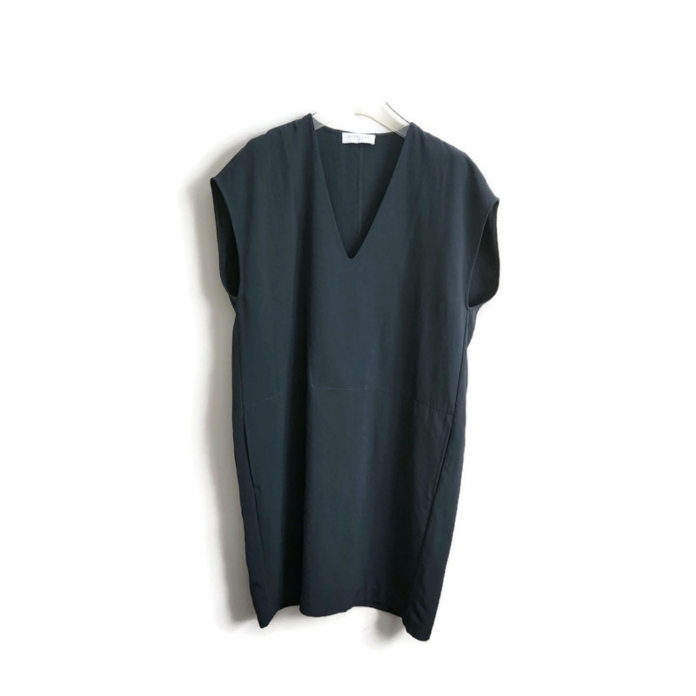 Everlane Black Minimal V-Neck Shift Dress